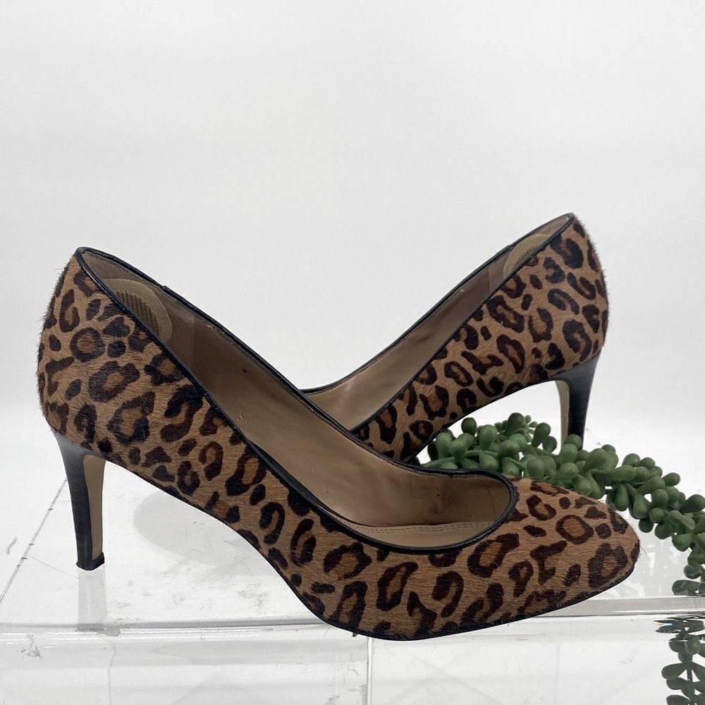 Banana Republic Genuine‎ Calf Hair Pumps Animal Print Leopard Heels Brown Tan 7